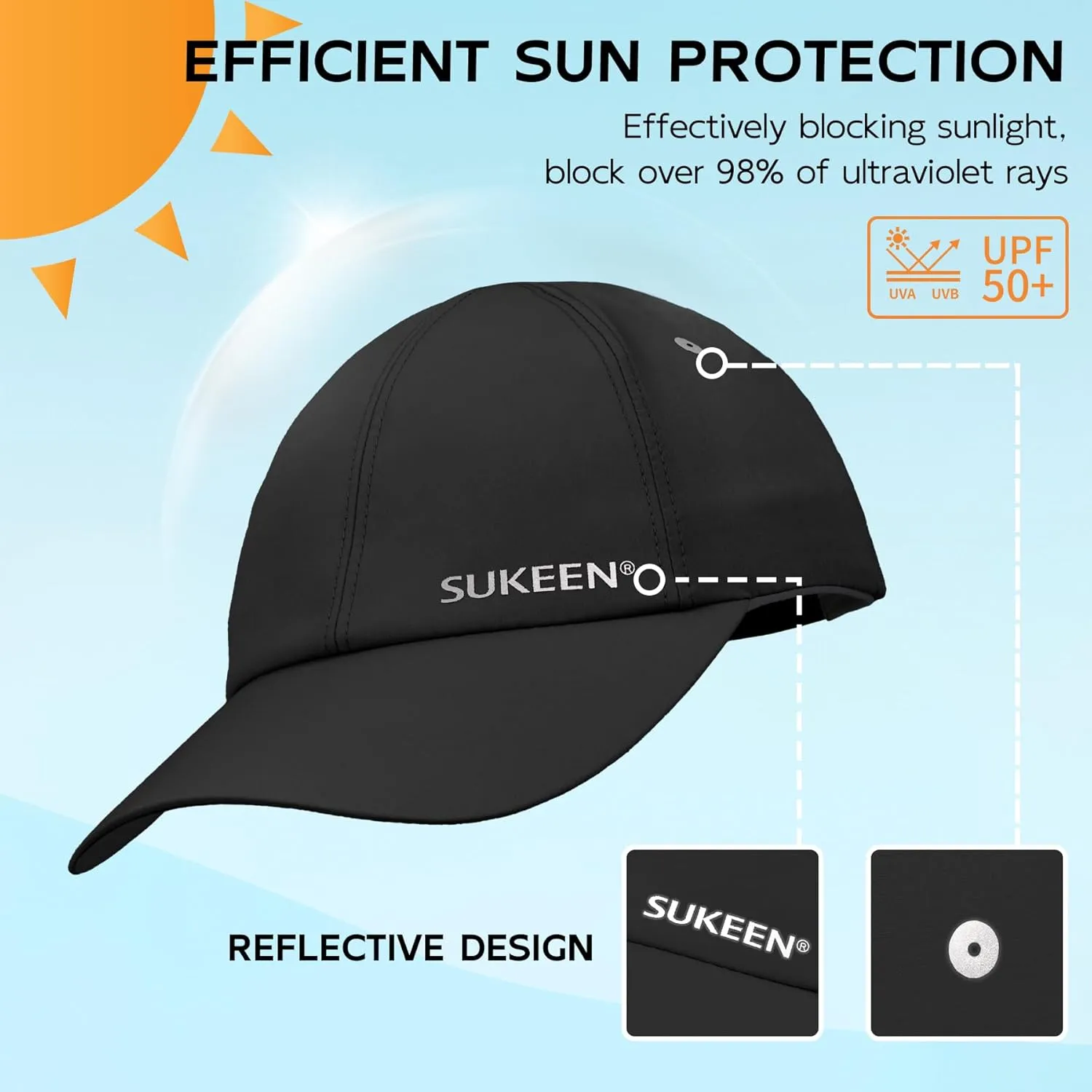 Sukeen Kids Sun Hats for Girls Boys Quick Drying Baseball Cap Lightweight Sun Protection Hat for Outdoor Activity