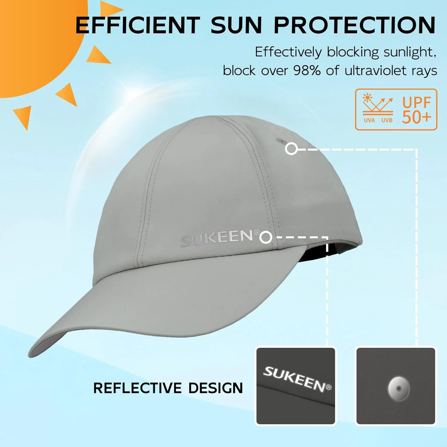 Sukeen Kids Sun Hats for Girls Boys Quick Drying Baseball Cap Lightweight Sun Protection Hat for Outdoor Activity