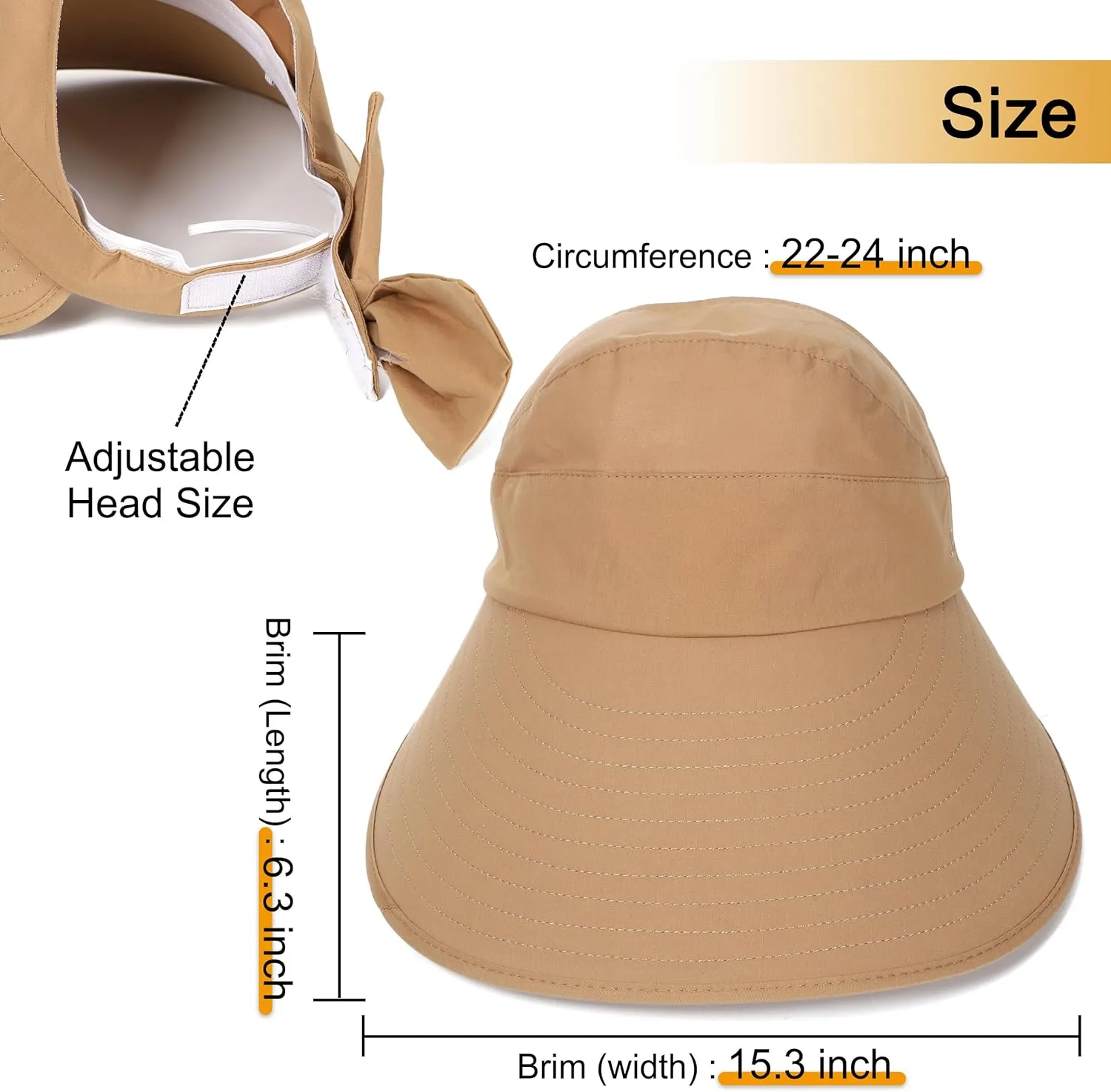 Sun Visor Hat for Women Wide Brim Ponytail Hole UV Protection Summer Cap Packable UPF 50  Travel Outdoor