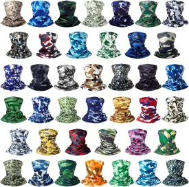 Tarpop 40pcs Neck Gaiter Face Mask Men Women, Seamless Bandana Rave Face Cover Scarf Mask, Balaclava, Headband, Head Wrap, Headwear, Sport