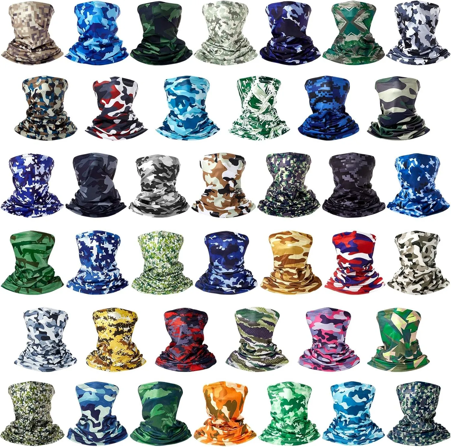 Tarpop 40pcs Neck Gaiter Face Mask Men Women, Seamless Bandana Rave Face Cover Scarf Mask, Balaclava, Headband, Head Wrap, Headwear, Sport