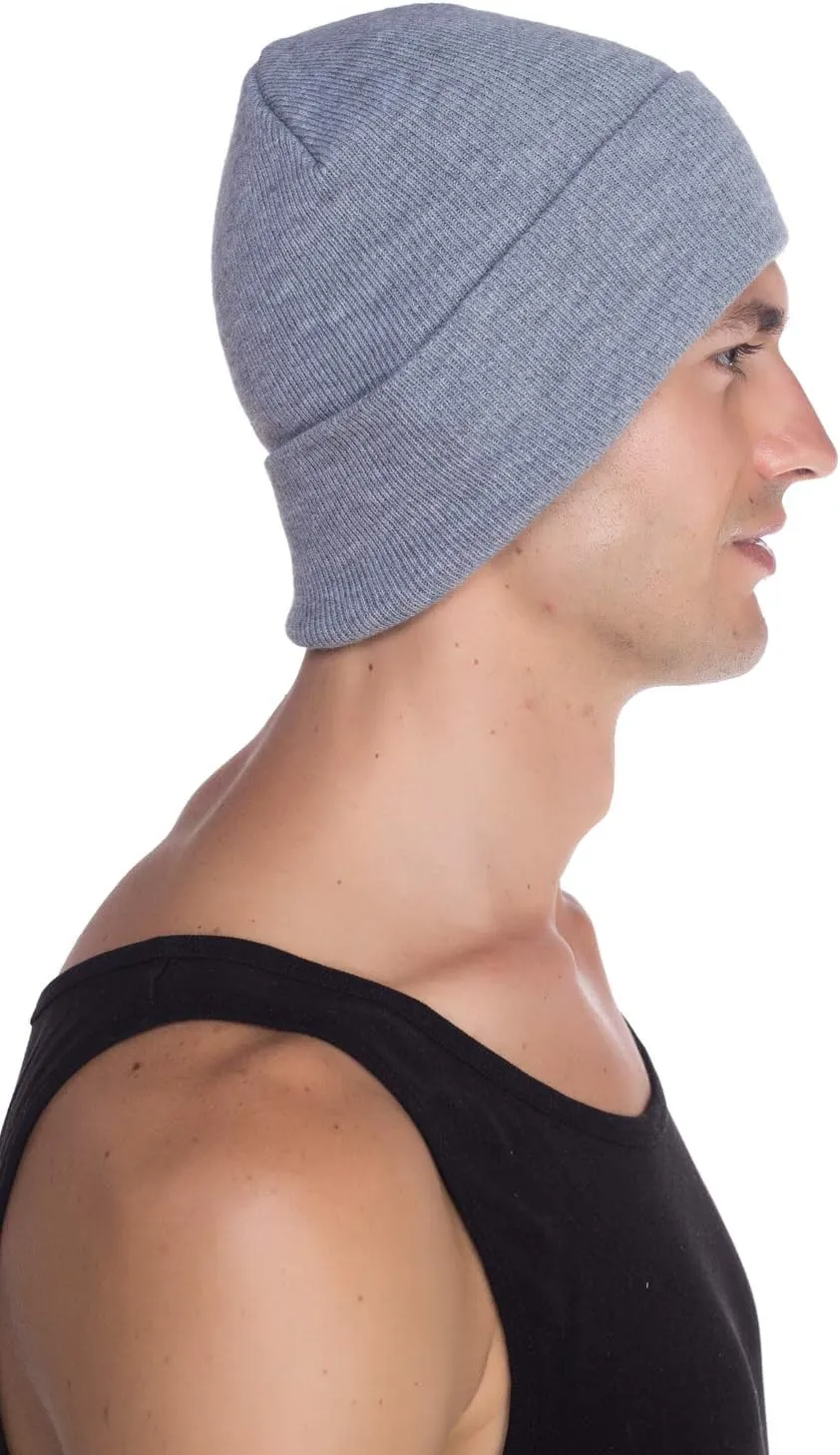 Top Level Beanie Men Women - Unisex Cuffed Plain Skull Knit Hat Cap