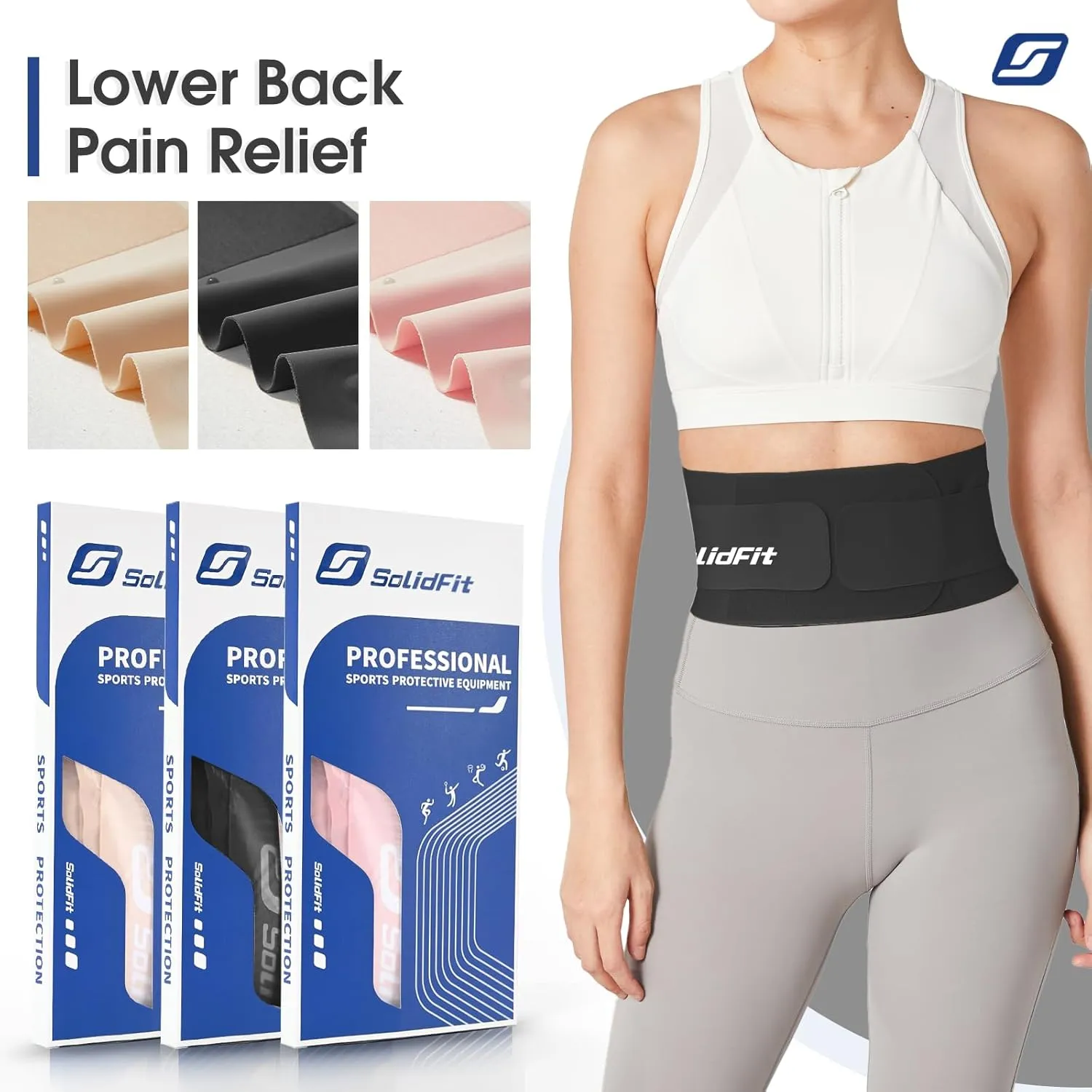 Ultra Thin Back Brace for Lower Back Pain Women, Lightweight Lower Back Support Brace for Sciatica, Scoliosis, Herniated Disc, Breathable Back Braces for Home, Work, Work Out (Black, Large)