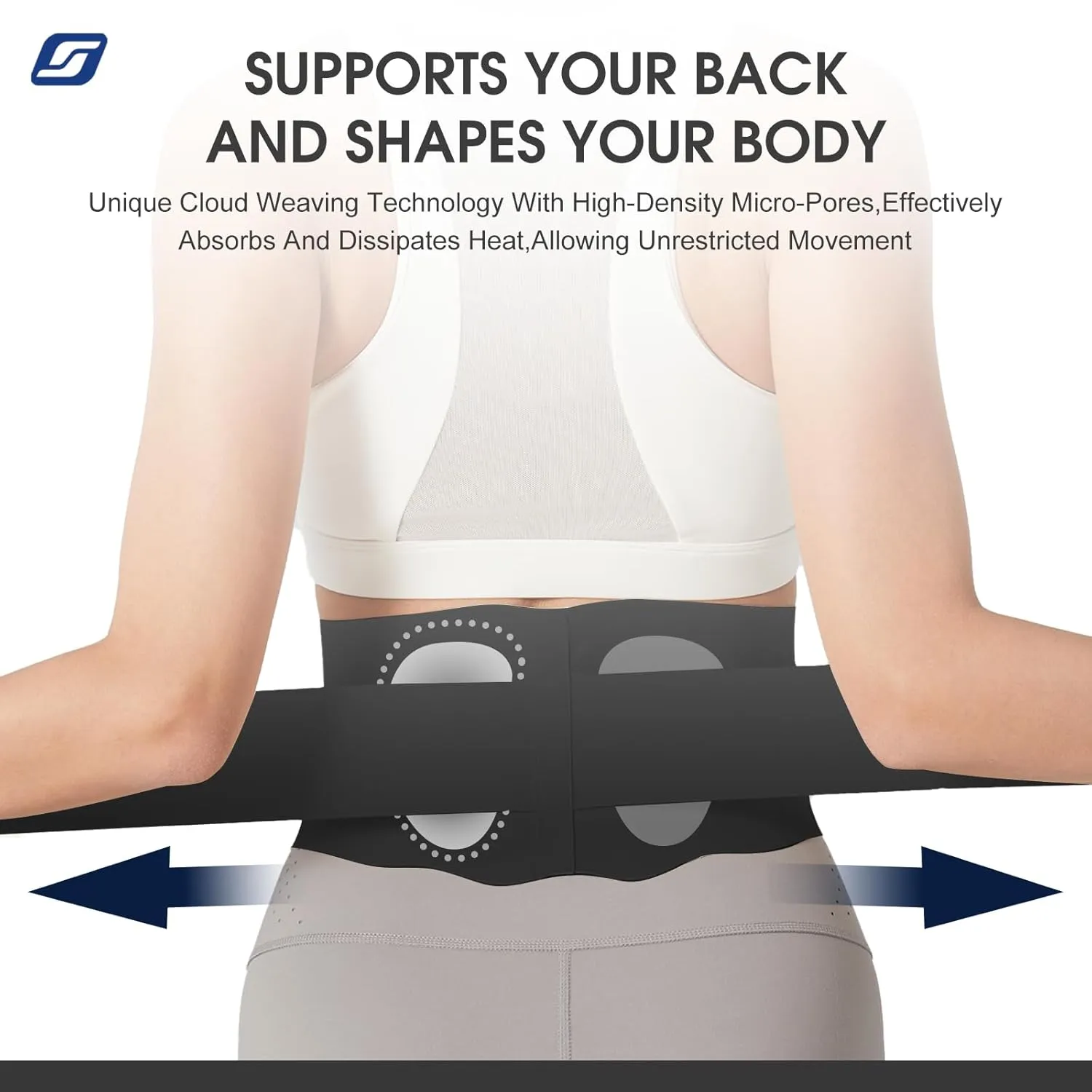 Ultra Thin Back Brace for Lower Back Pain Women, Lightweight Lower Back Support Brace for Sciatica, Scoliosis, Herniated Disc, Breathable Back Braces for Home, Work, Work Out (Black, Large)