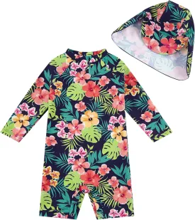 upandfast Baby/Toddler Girls Sunsuit Swimsuit with Snap Bottom UPF 50  Infant One Piece Rashguard Swimwear