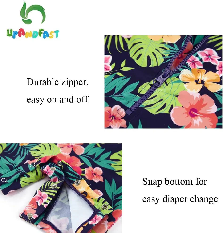 upandfast Baby/Toddler Girls Sunsuit Swimsuit with Snap Bottom UPF 50  Infant One Piece Rashguard Swimwear
