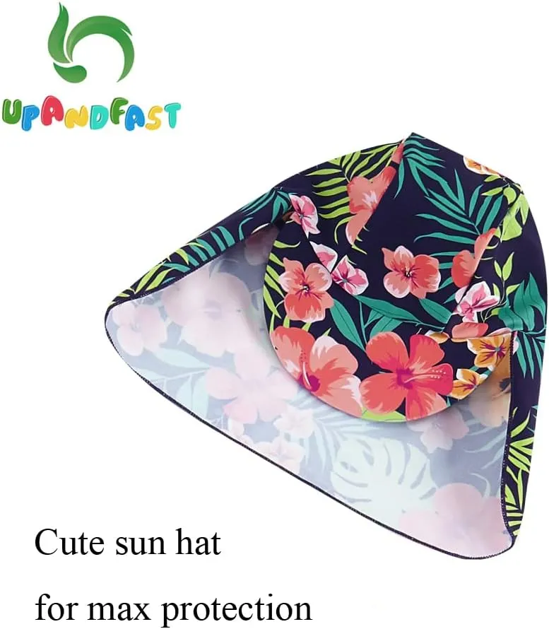 upandfast Baby/Toddler Girls Sunsuit Swimsuit with Snap Bottom UPF 50  Infant One Piece Rashguard Swimwear