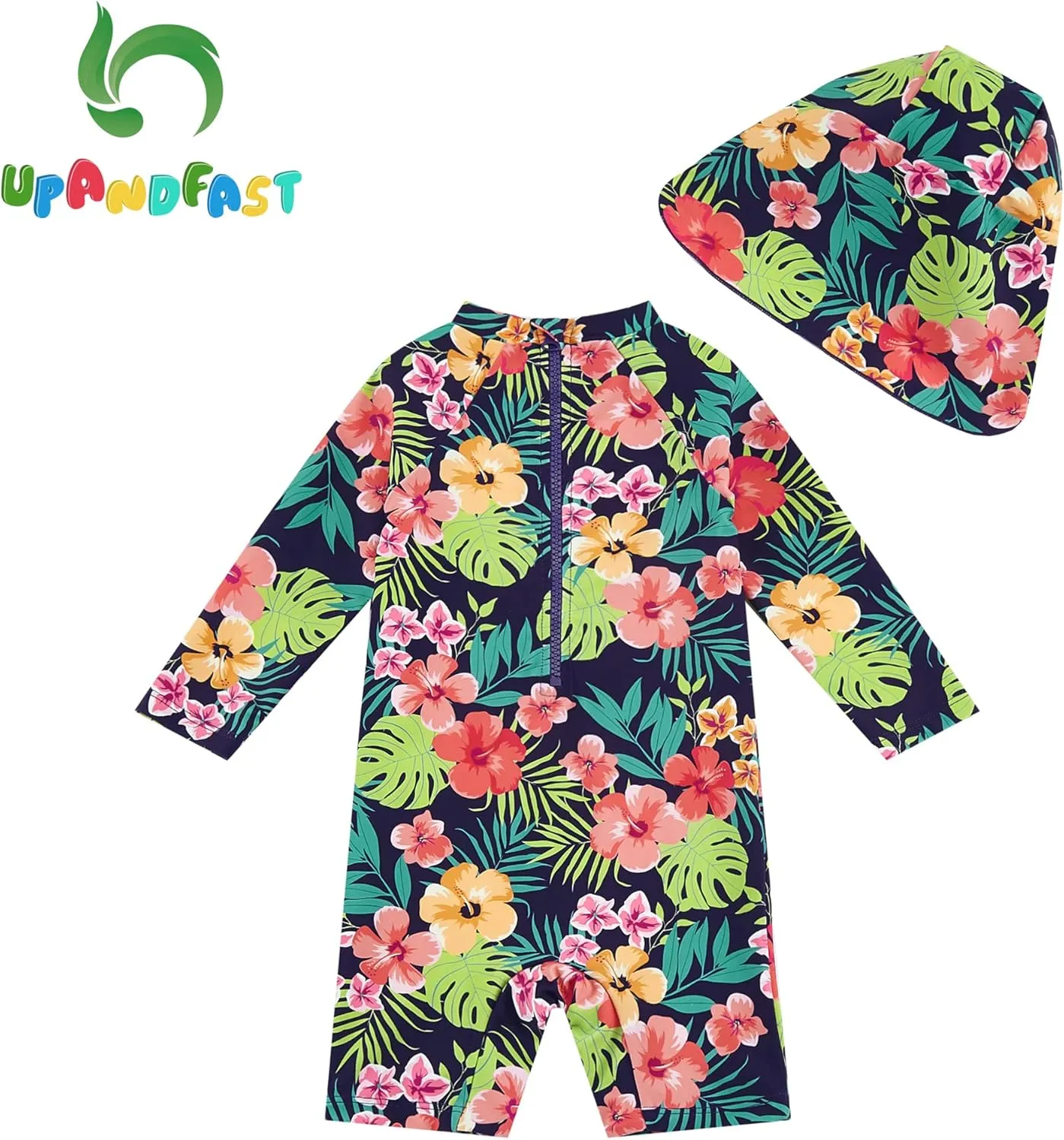 upandfast Baby/Toddler Girls Sunsuit Swimsuit with Snap Bottom UPF 50  Infant One Piece Rashguard Swimwear