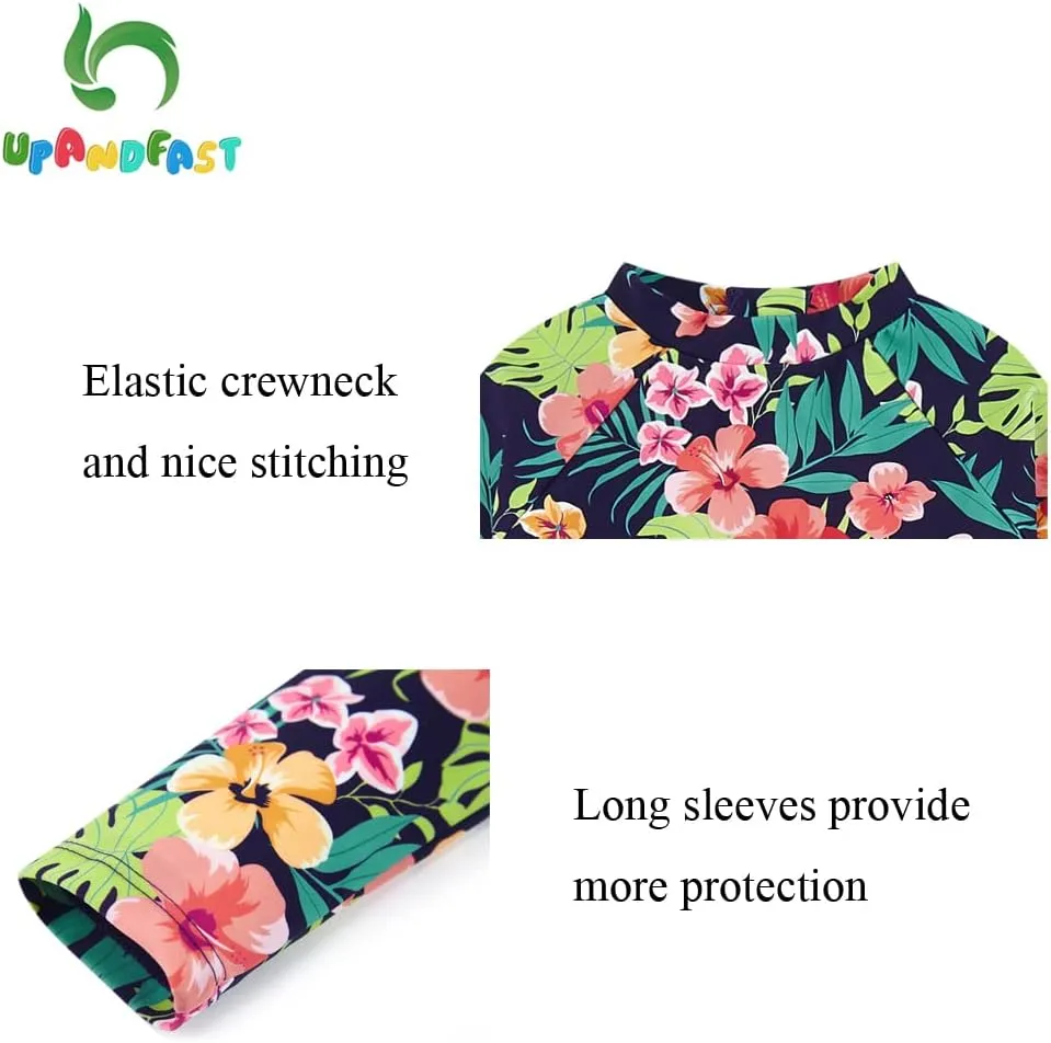 upandfast Baby/Toddler Girls Sunsuit Swimsuit with Snap Bottom UPF 50  Infant One Piece Rashguard Swimwear