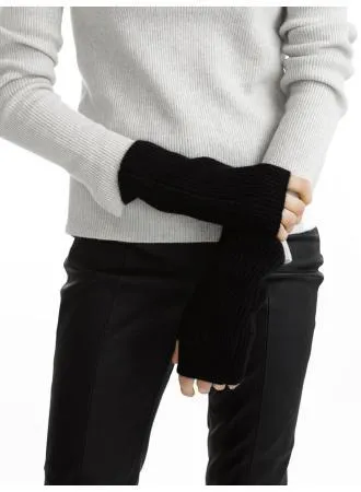 White   Warren - Plush Rib Arm Warmer Black