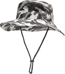 ZLYC Mens Waterproof Camo Sun Hat Wide Brim Packable Outdoor Mesh Fishing Bucket Hats