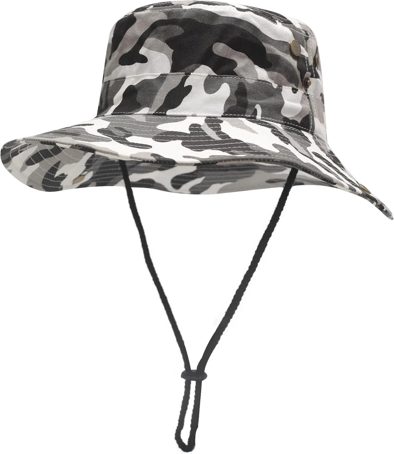 ZLYC Mens Waterproof Camo Sun Hat Wide Brim Packable Outdoor Mesh Fishing Bucket Hats